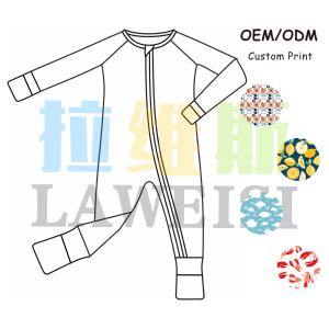 卸売カスタムストレッチ竹ベビージップロンパーバンブーパジャマ2ウェイジッパー西洋スタイルの様々な印刷デザイン - Product Image 1