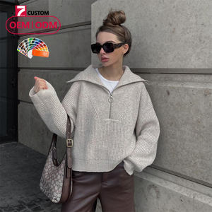 <span class=keywords><strong>เสื้อ</strong></span>สเวตเตอร์ถักคุณภาพสูงสำหรับผู้หญิง พร้อมโลโก้ด้านหน้า ผลิตตามสั่งจากโรงงาน ซิปครึ่ง<span class=keywords><strong>ตัว</strong></span> สำหรับฤดูใบไม้ผลิ ฤดูใบไม้ร่วง และฤดูหนาว - Product Image 1