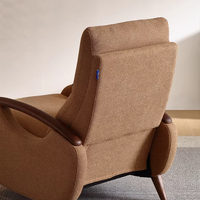 Fauteuil inclinable électrique moderne avec revêtement en tissu, accoudoirs en bois de frêne, siège de détente inclinable électrique pour salon