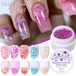 Gel à ongles transparent haute brillance avec fleurs séchées, paillettes scintillantes, gel de manucure floral pour salon, vente en gros - Product Image 2