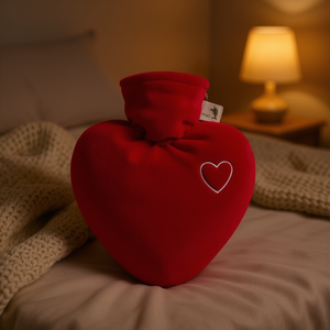 Bouteille d'eau chaude Hugo Frosch Heart 1,0 l avec housse en velours rouge - Product Image 3