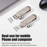 Flash Drive USB 2.0 2 in 1 dari Paduan Seng dengan Konektor Ganda Tipe C dan USB A untuk Ponsel dan Laptop