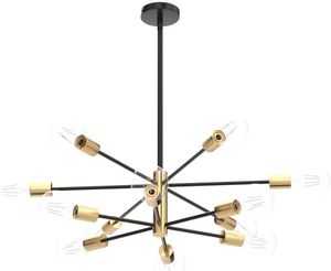 Modern Iron <strong>Sputnik</strong> Chandelier Ceiling <strong>Light</strong> <strong>Fixture</strong> 33.4" 12-<strong>Light</strong> Gold Black Height Adjustable Pendant Energy Saving 5-Year - Product Image 4