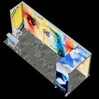 Stand d'exposition modulaire 6*3M, affichage multi-faces éclairé avec mur d'images géant et boîte à lumière supérieure, cube portable pour salon professionnel