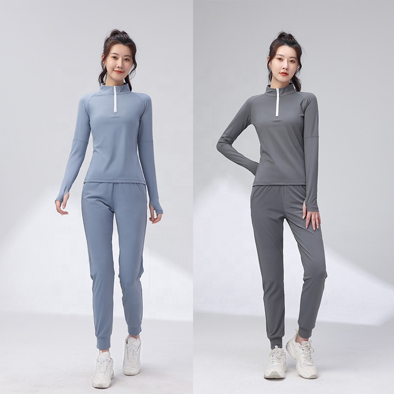 Fitness Set Women's Stretch Quick-dry Yoga Suit Running Solid Color Athletic Two-piece Set