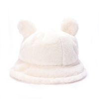 Joli chapeau seau personnalisé réglable en forme d'animal à fourrure uni avec oreilles