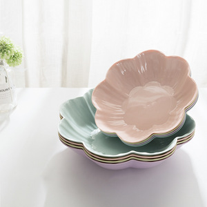 Flower Fruit Platter Ceramic Flower Shape Serving Dish For Home Office Party Snack Plate - Product Image 2