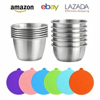 Plat à sauce transfrontalier en acier inoxydable 304 avec couvercle en silicone anti-fuite, style moderne et minimaliste, pour poivre noir à la occidentale