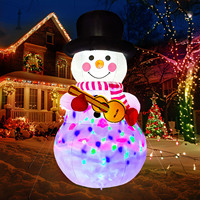 OurWarm Décorations de Noël en plein air Bonhomme de neige-Guitare gonflable Ornement de Noël festif pour affichage extérieur