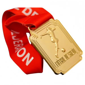Medalla cuadrada chapada en oro 3D de alta calidad para fútbol sala <span class=keywords><strong>FUTBOL</strong></span> DE SALON con cinta de sublimación - Product Image 1