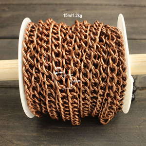 BCL1154 Chunky Unique Antique Tranish <strong>Copper</strong> Bradde <strong>Chain</strong> 4MM Ball Beads Curb Cuban Rolo <strong>Chain</strong> Accessories for Meters - Product Image 4