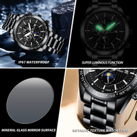Montre FNGEEN pour homme, trois aiguilles, style tendance haute définition, montre à quartz, étanche 30M, montre en acier inoxydable