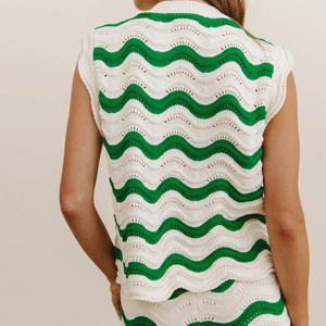 Top de Punto Personalizado de Verano, Fresco, Tejido a <span class=keywords><strong>Crochet</strong></span>, con Patrón de Ondas Caladas, Cuello Redondo, Sin Mangas, Ajustado y Corto - Product Image 4