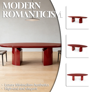 <span class=keywords><strong>Table</strong></span> de salle à manger <span class=keywords><strong>ovale</strong></span> de luxe en bois, <span class=keywords><strong>8</strong></span> places, couleur rouge, finition vernie, mobilier de maison personnalisé en usine, style moderne - Product Image 2