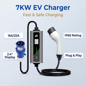 Estación de Carga Portátil con Pantalla y Corriente Ajustable de 32A, Cargador Portátil para Vehículos Eléctricos de 7kw - Product Image 6