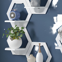 Hexagone mural TV fond cintre carré maison décorative étagère de rangement étagère pour chambre chevet Pot de fleur armoire