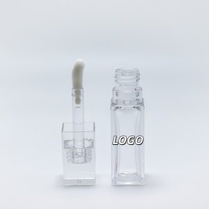 Custom 10ml Square Clear <b>Lip</b> <b>Gloss</b> Tubes Container Cosmetic Tubes Packaging for Lipstick Blush Lipgloss Tubes With Big Brush - Product Image 1