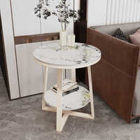 Table d'appoint de canapé à structure métallique avec étagère de rangement, table d'angle ronde minimaliste pour balcon, salon, mobilier de maison