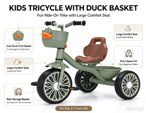 <span class=keywords><strong>Triciclo</strong></span> Infantil con Canastas de Almacenamiento Delanteras y Traseras con Diseño de Pato, Asiento Grande para Niños de 1 a 4 Años - Product Image 5