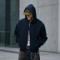 Sweat à capuche décontracté en mélange de coton avec double fermeture éclair, coupe ample, épaules tombantes, manches longues, style streetwear pour l'automne, vente en gros pour jeunes