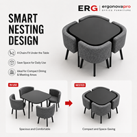 Ensemble de table à manger 4 places gain de place avec chaises rembourrées – Mobilier compact personnalisé pour café, réception et réunions