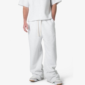 Pantalon de jogging ample en molleton 100 % coton pour homme, style streetwear, broderie, taille mi-haute élastique, devant plat, décontracté et sportif - Product Image 3