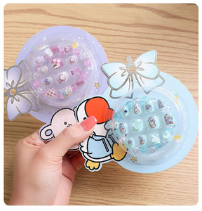 12 Uds./caja, Lindas <span class=keywords><strong>Uñas</strong></span> Postizas Autoadhesivas con Dibujos Animados de Osos y Gatos para Niñas, <span class=keywords><strong>Uñas</strong></span> Postizas Personalizadas para Niños con Pulsera - Product Image 5