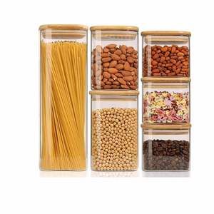 Airtight <b>Kitchen</b> <b>Jar</b> Food <b>Storage</b> <b>Jar</b> Borosilicate Glass Canister With Bamboo Lid - Product Image 1
