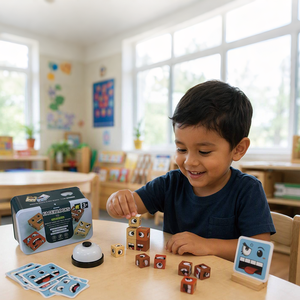 Jeu de société éducatif Montessori en bois pour enfants : Blocs d'expressions familiales à assortir, jeu de cubes à expressions changeantes pour enfants - Product Image 2