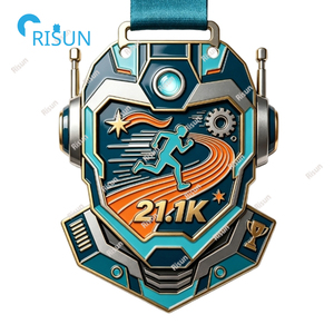 Medalla Personalizada <span class=keywords><strong>de</strong></span> Maratón Virtual 21K 21.1K con Diseño <span class=keywords><strong>de</strong></span> Calavera <span class=keywords><strong>de</strong></span> Robot para Corredores, Medallón Personalizado para Medalla <span class=keywords><strong>de</strong></span> Meta <span class=keywords><strong>de</strong></span> Carrera, Medalla Personalizada para Medio Maratón - Product Image 4
