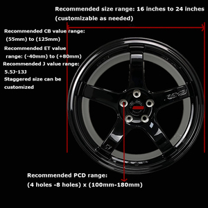 Rines de Carreras Forjados de Perfil Bajo para Toyota JDM, Acabado Negro Agresivo, Tamaños Personalizados 17 18 19 Pulgadas 4x100 5x100 5x114.3 - Product Image 2