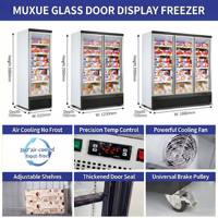 Congélateur vertical commercial MUXUE à température unique réglable, 2 portes, commande numérique, avec dégivrage automatique pour supermarché