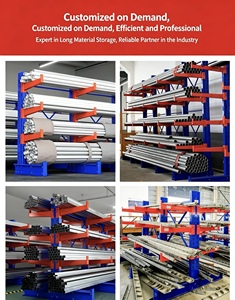 Estantería Cantilever Doble de 5 Niveles, Acero con Recubrimiento en Polvo Azul, Sistema de Almacenamiento Industrial Ajustable - Product Image 3