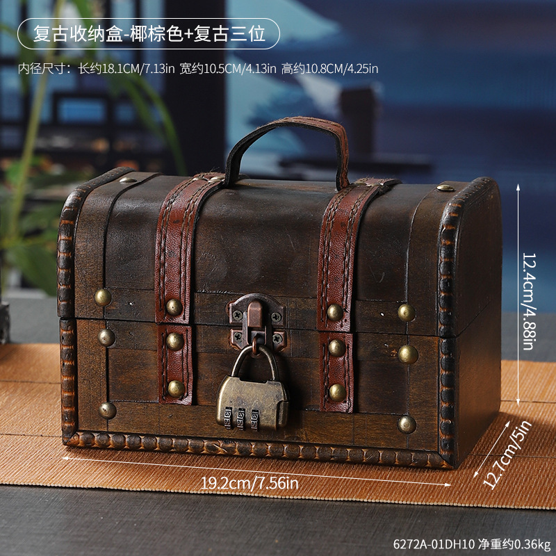 6272A-01DH10 Caja de almacenamiento - Caja tridimensional vintage marrón coco