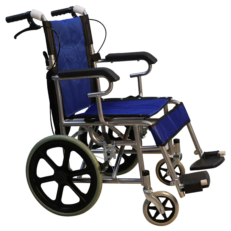저렴한 가격 파랑 수동 고령자 장애인용 휠체어 경량 홈 개호 휠체어 수동 스틸 휠체어