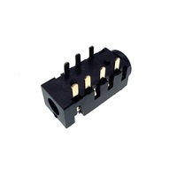 PJ-393 Conector Hembra de 3.5mm para Auriculares, 7P DIP, Baño de Oro Flash, Cuerpo Rectangular, Micrófono Estéreo, 5000 Ciclos de Inserción