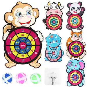 Kids Sports Hand-Eye Coordination Target Game Cartoon Animal Baby Throwing Dart Board With Sticky Balls