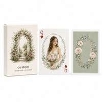 Cartes à jouer personnalisées en aquarelle pour mariage, portrait de couple, jeu de poker, boîte à rabat florale de jardin, cadeau souvenir