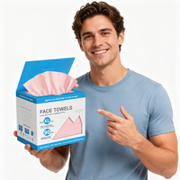 Serviettes de nettoyage du visage en viscose de luxe, couleur pastel, sans peluches, motif perlé, logo personnalisé, gaufrage perlé, en gros
