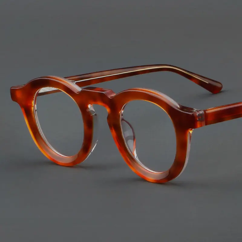 2024 नई जापानी शैली महिला ऑप्टिकल फ्रेम छोटे गोल एसीटेट चश्मा स्वनिर्धारित लोगो के लिए पुरुष लक्जरी विंटेज मायोपिक चश्मा