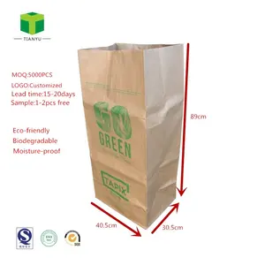 Brown Eco-amigo compostables bolsa de papel de desechos de jardín de césped y de bolsa con el logotipo de 30 galones de basura de papel saco