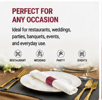 Serviette en papier rouge jetable classique avec bande bordeaux et ensemble d'argenterie pour la mise en table