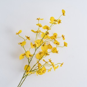 Fleur artificielle Orchidée Danseuse Jaune à branche unique pour décoration de mariage, style INS, transfrontalier - Product Image 3