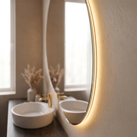 Espejo de Baño Inteligente LED Redondo Personalizado Antivaho con Pantalla Táctil, Montado en la Pared, Apto para Hoteles, Villas y Hogares