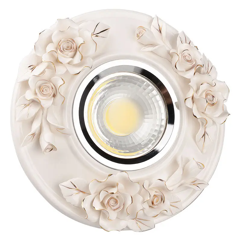 European style resin crystal chip cob recessed light 3w led downlight housing Retro style downlight Color changing ceiling lamp