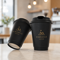 Gobelets en papier biodégradables personnalisés avec logo, double paroi et couvercles pour café chaud, thé, café à emporter, vente en gros