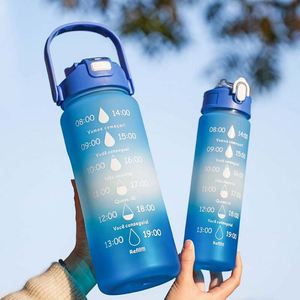 Promotional Item <b>Large</b> Capacity Gradient Water Bottle Plastic Sports 1000Ml With Straw Filter Free for Fitness Gym Outdoor Sport - Product Image 4