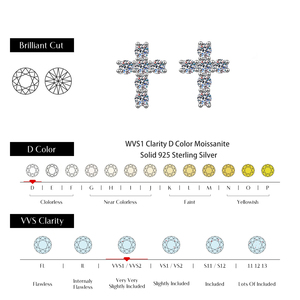 GRA Certified S925 Sterling Silver Rhodium Plated Brilliant Cut D Color VVS1 <b>Moissanite</b> Claw Setting Cross Stud <b>Earrings</b> Trendy - Product Image 4