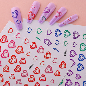 Pegatinas de Uñas con Forma de Corazón para el Día de San Valentín, Calcomanías Decorativas Coloridas con Forma de Corazón para Arte de Uñas - Product Image 1