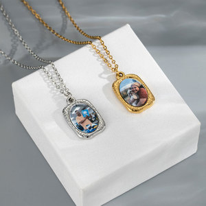 สร้อยคอจี้กรอบรูปสแตนเลสสตีล 316L ชุบทอง 14k 18k แบบกำหนดเอง DIY ดีไซน์สวยงาม สำหรับผู้หญิงและผู้ชาย - Product Image 2